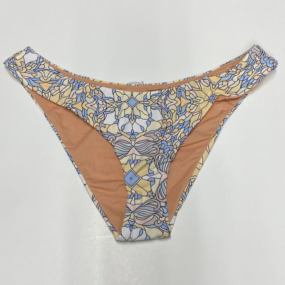 J Crew Swimsuit Womens M Blue Active curved waist cheeky bikini bottom Floral